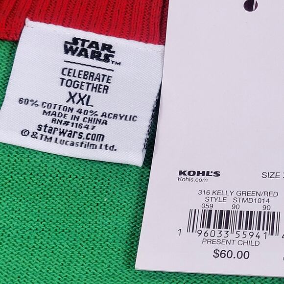 Star Wars Christmas Sweater Presents Baby Yoda Size XXL NWT - Picture 6 of 8